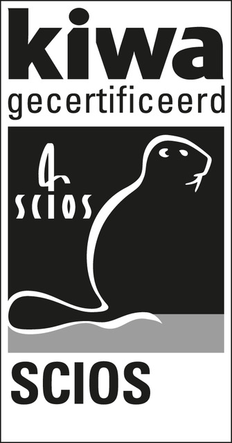 Scios logo. Zonnefabriek is gecertificeerd door Kiwa